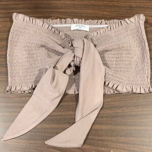 Zenana Outfitters Textured Bandeau /Strapless Top in Taupe - NWOT